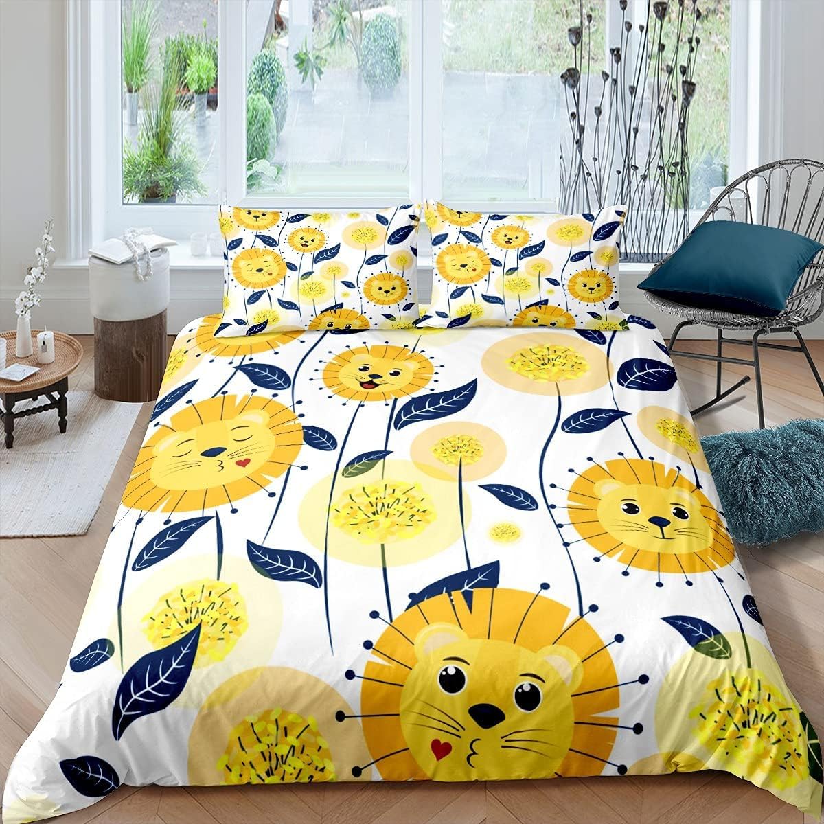 Parure de lit lion 260x240 pour grand lit double confort style sauvage