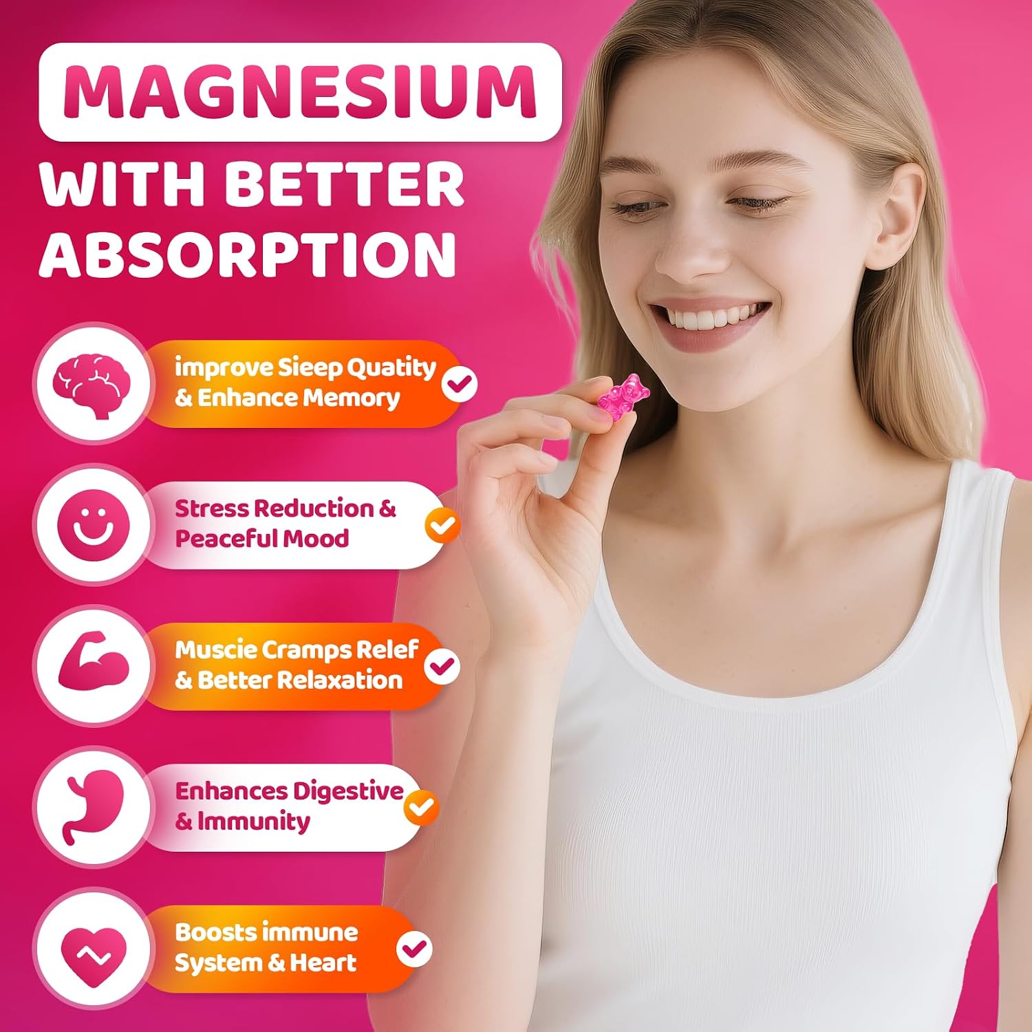 Magnesium Glycinate Gummies 400mg, Sugar Free Sleep Support for Adults, Magnesium Glycinate and Citrate Complex, Stress Relief and Muscle Relaxation (Pack of 3) Raspberry