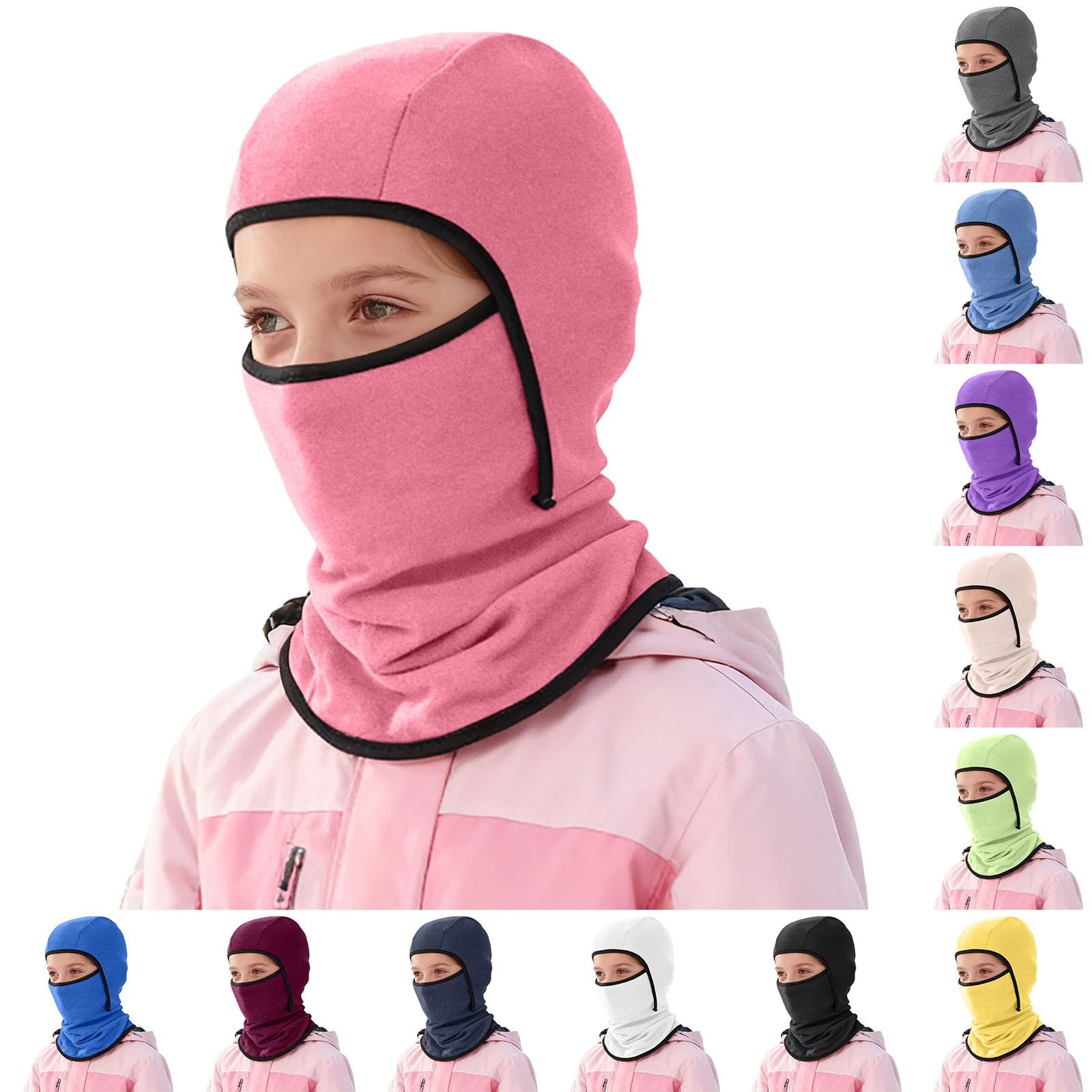 Kinder Sturmhaube Winter, Multifunktional Winddicht Fleece Warm Skimaske Radfahren Gesichtsmaske unter dem Helm, Sturmmaske Mütze mit Halswärmer für Jungen Mädchen 6–13, Winter Outdoor Sport