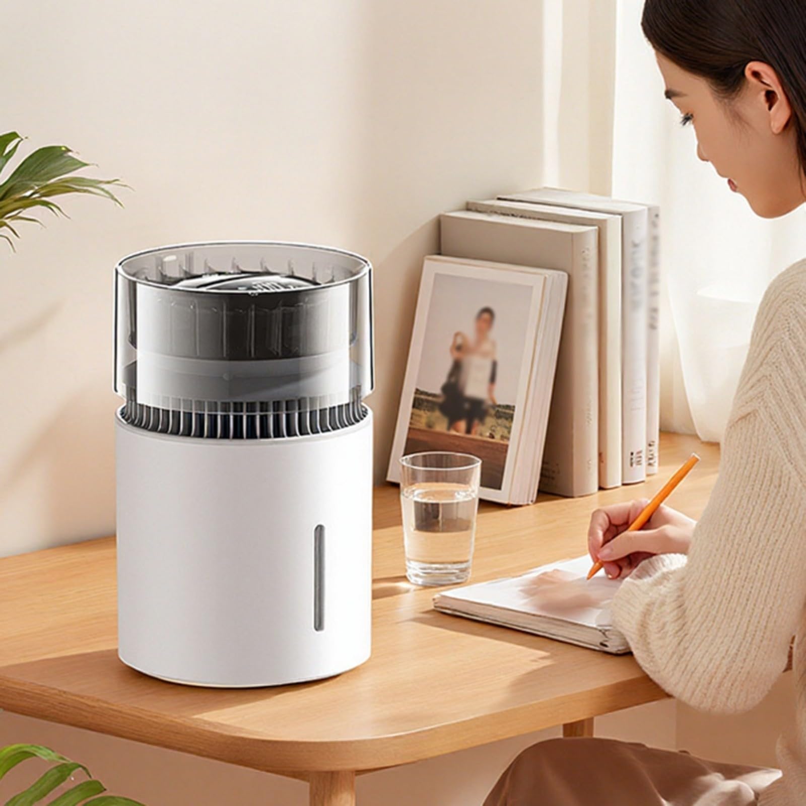 Negativo per umidificatore a ioni con grande capacità da 5 litri e regolazione a 100 livelli, per camera da letto e ufficio, silenzioso, alimentato tramite USB, nero (B bianco)