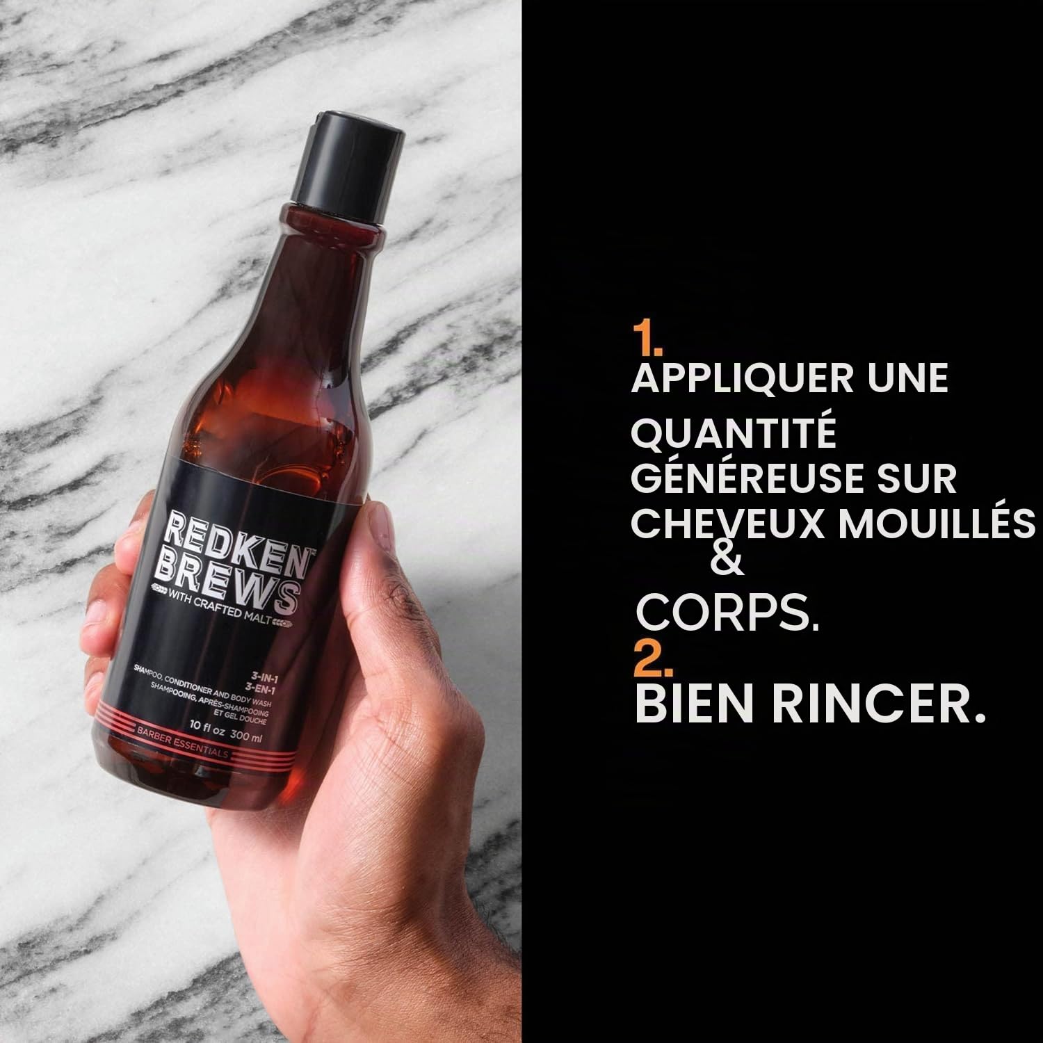 Redken, Shampoing 3-en-1, N&toyant & Hydratant, Cheveux & Corps, Brews, 300 ml