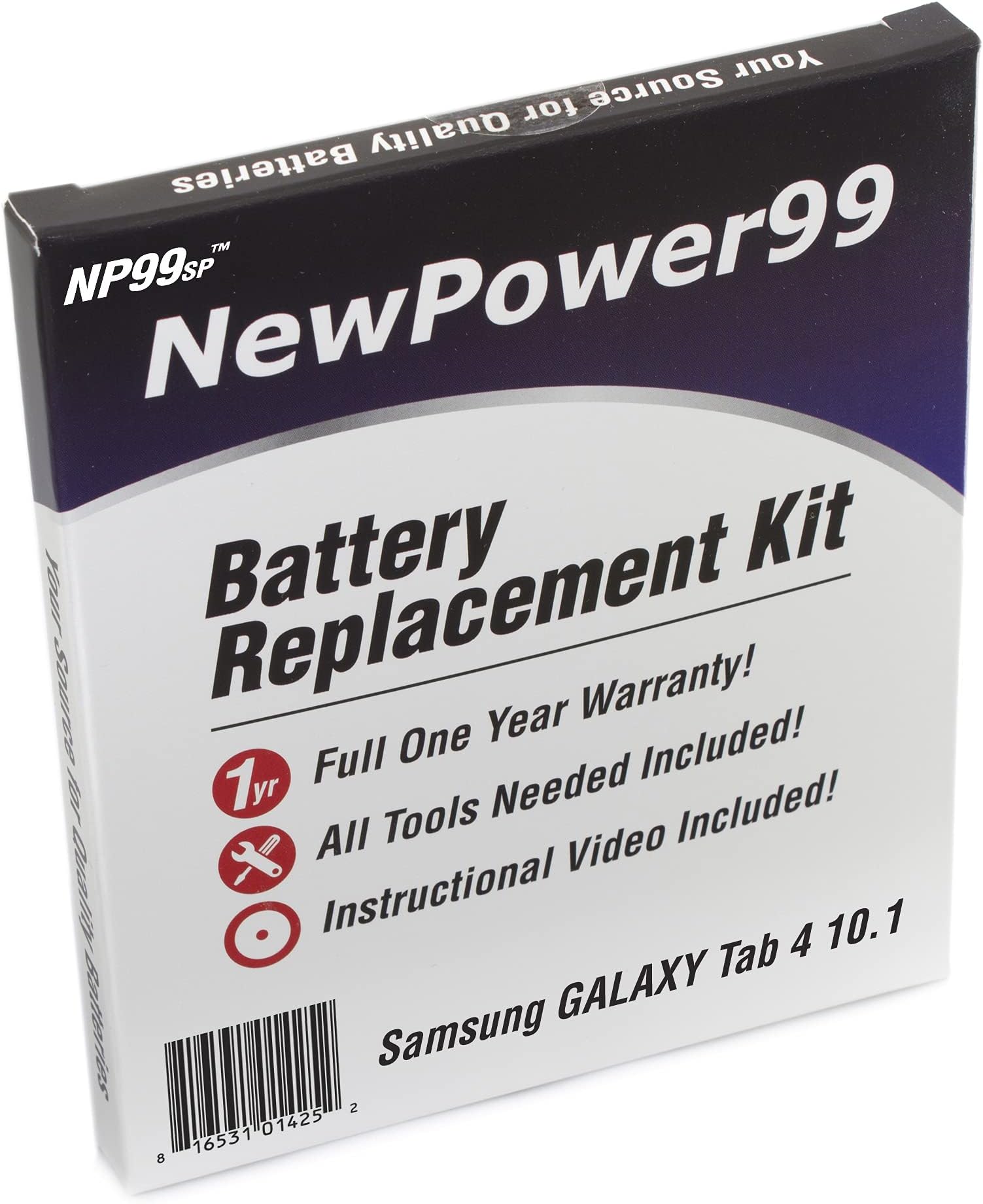 Battery Replacement Kit for Samsung GALAXY Tab 4 10.1 SM-T530, SM-T531, SM-T535, and SM-T537 with Installation Video, Tools, and Extended Life Battery