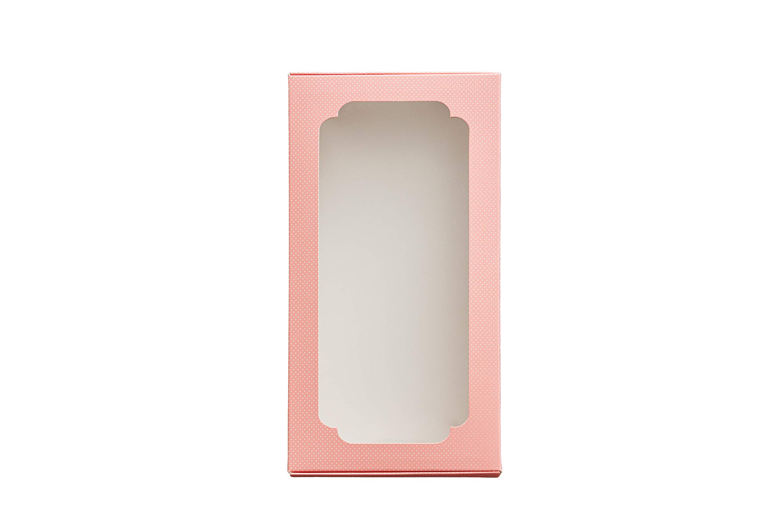 Bakery Paperboard Box with Window for Pastries, Cookies, Cakes, Pies, etc. (White or Brown Pink/Size 8.66 x 4.5 x 1.18 in) Set of 15 (Pink)