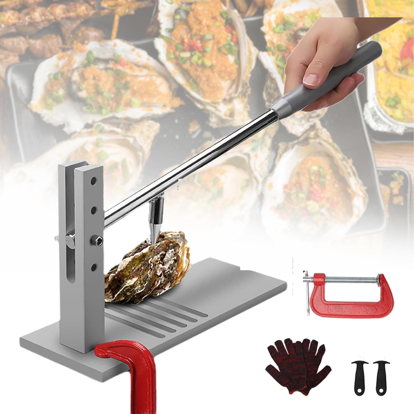 Oyster Shucker - Juego de máquina y abridor de almejas con cuchillos, guante, clip en G para preparación profesional y casera de mariscos