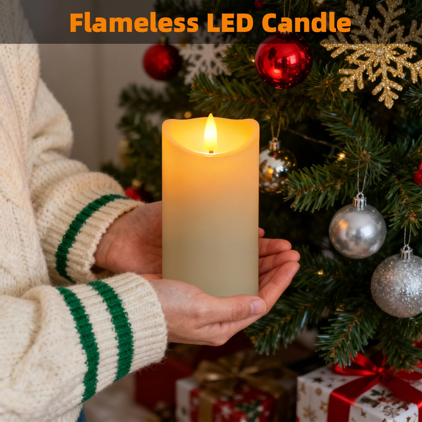 Candele LED Ricaricabili, Set da 3 Pezzi, Perfette per Decorazioni Natalizie e Illuminazione Interna Quotidiana