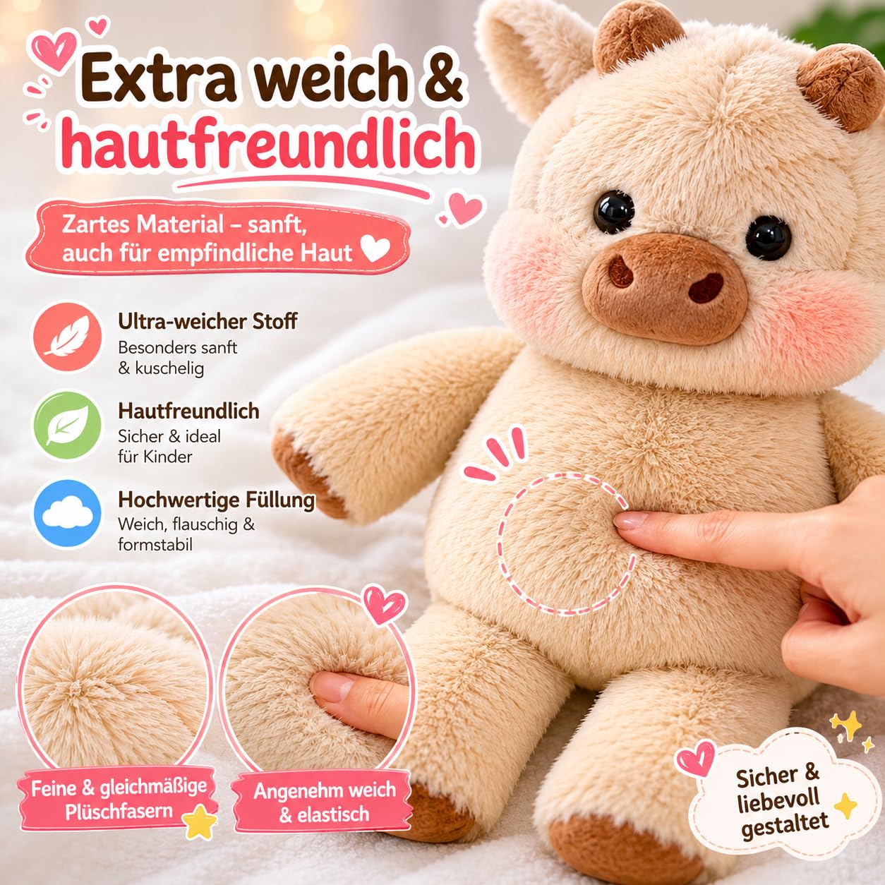 Moomoo Plüschtier, 45/60cm Das laufende Plüsch-Kälbchen, Zum Kuscheln und Spielen Geeignet, um Stress Abzubauen, Laufende Kuh – Kuscheltier Als Geschenk für Jungen und Mädchen (Schwarzer Panda,45cm)