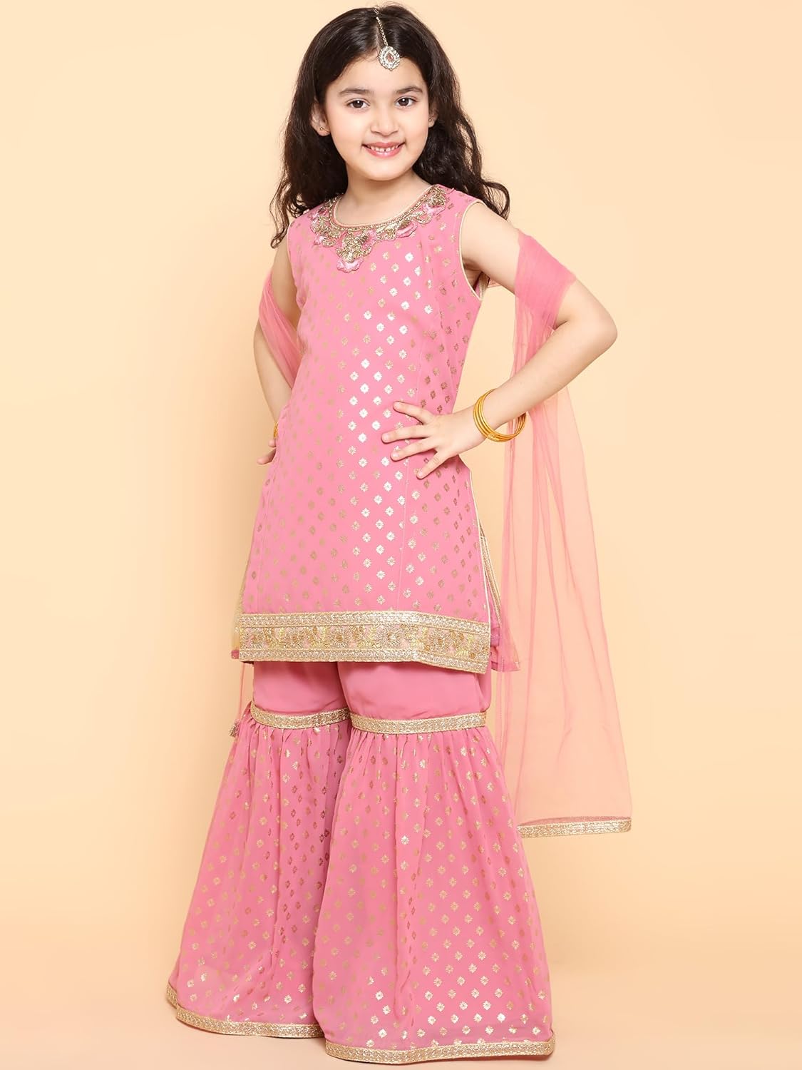 AJ DEZINES Girls Indian Ethnic Wear Salwar Kameez For Kids|Girls Punjabi Suit|Kids Kurta Sharara Set For Girls|Indian Dress