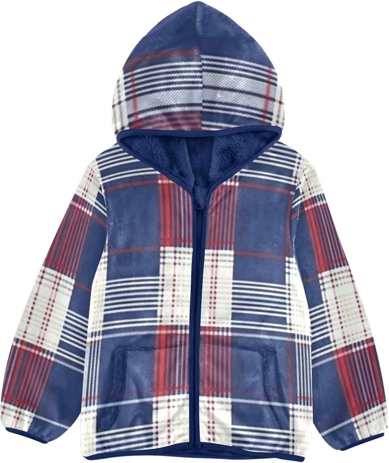GuoChe Classic Plaid Pattern Lightweight Zip Sweatshirt Winter Coat Toddler