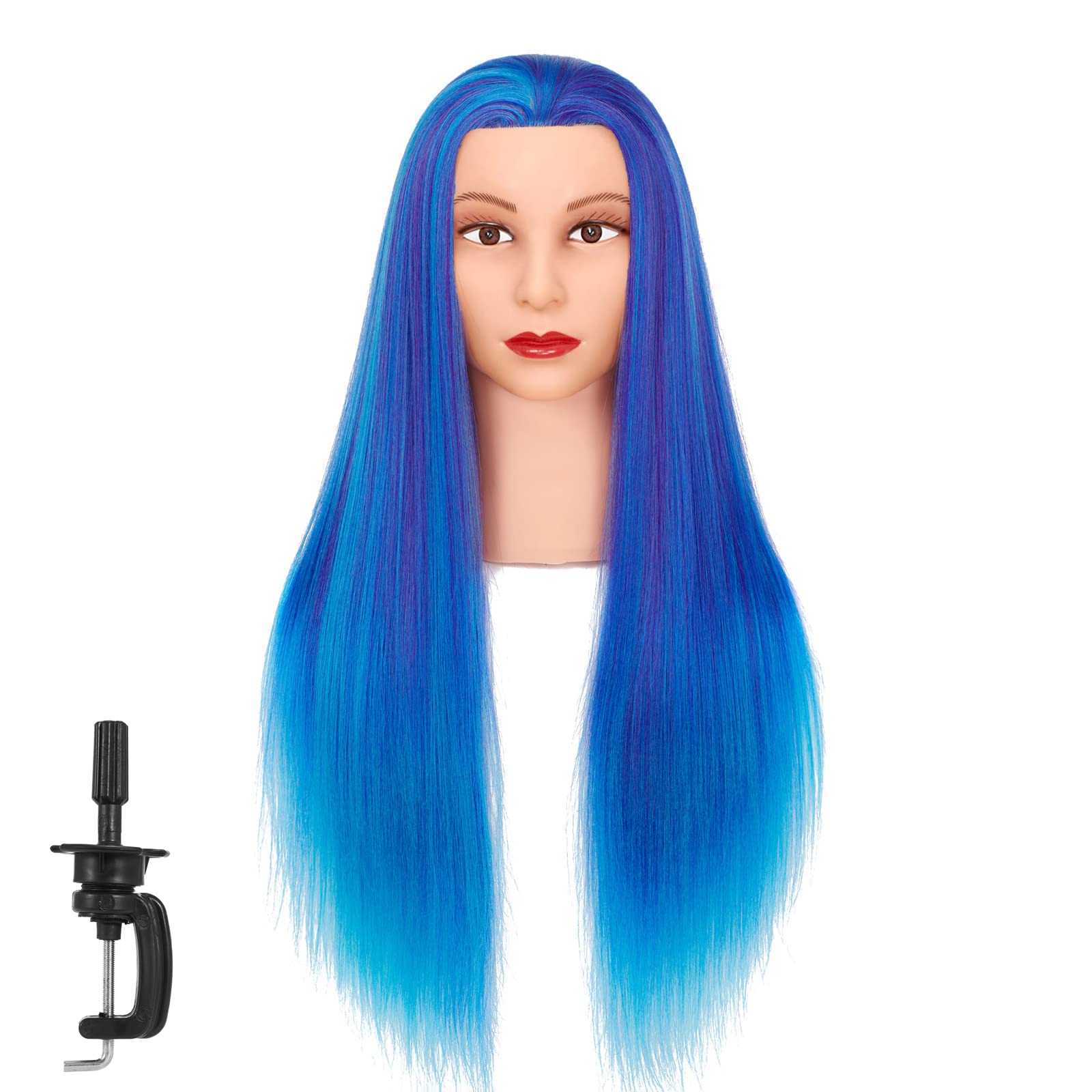 NC Traininghead 26-28'' Mannequin Head Hair Styling Manikin Training Head Cosmetology Doll Head Synthetic Fiber Hair with Clamp Holder (6116WD0320)