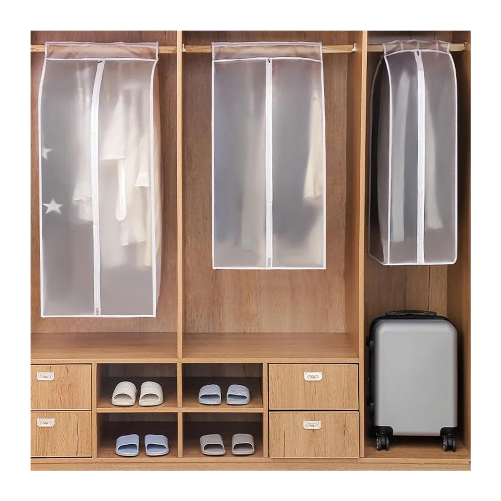 Copriabiti trasparenti da appendere, Copertura for appendiabiti trasparente, varie misure e confezioni(3pcs,60X50X110CM)