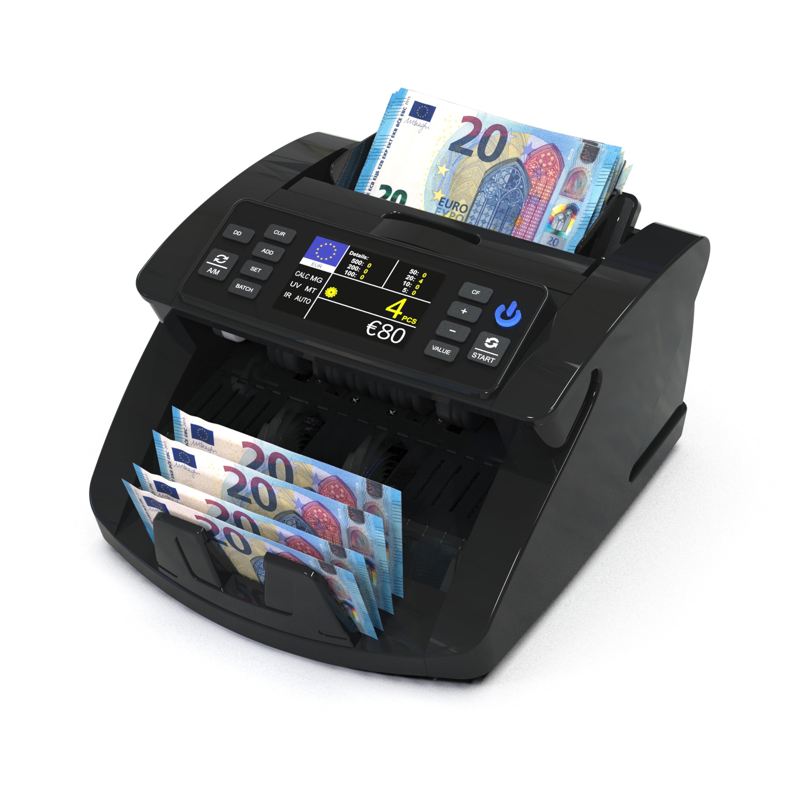 Detectalia V10 Banknote Counter with UV/MG/IR/MT/DD Detection, 3.5 Inch TFT  Display + External Display, Total Value, Batch & Add, 1000 Notes/Minute,  Compatible with EUR/GBP/CHF/USD/SEK/DKK/PLN/TRY/AED : Amazon.sg: Office  Products