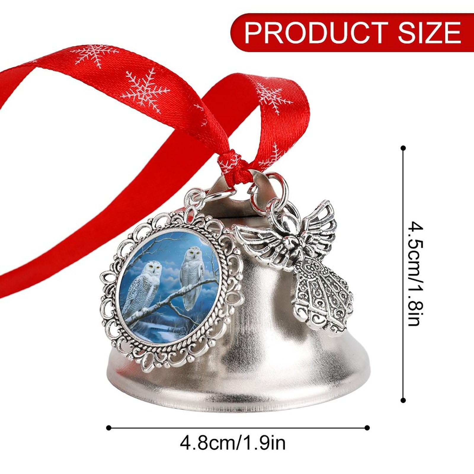 Snowy Wolf Full Moon Funny Christmas Bell Ornament Cute Xmas Tree Hanging Pendant Decoration for Holidays Party