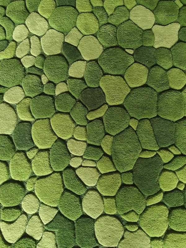 Green Pebble Textured Area Rug 8x11 ft, Handmade Tufted Wool Carpet, Thick Plush Soft Modern Shag Rug for Living Room Bedroom Indoor Home Decor