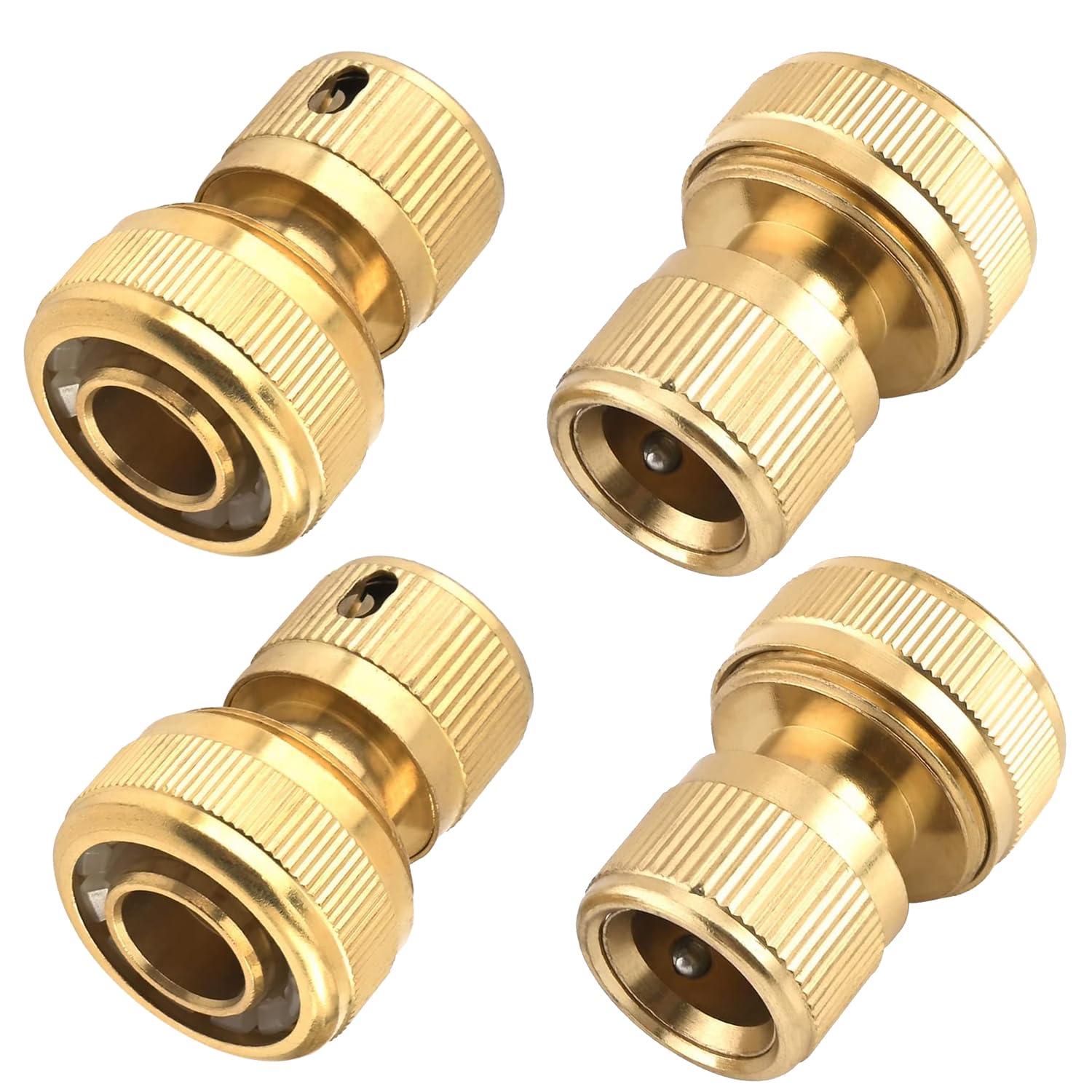 Uni-Fine Shop Uni-Fine 4 Pieces 34 Inch Garden Hose Quick Connector Brass Quick Hose End Connector Garden Hose Nozzle Connect Kit For Kitchen Garden Outdoor Hose Pipe Tool