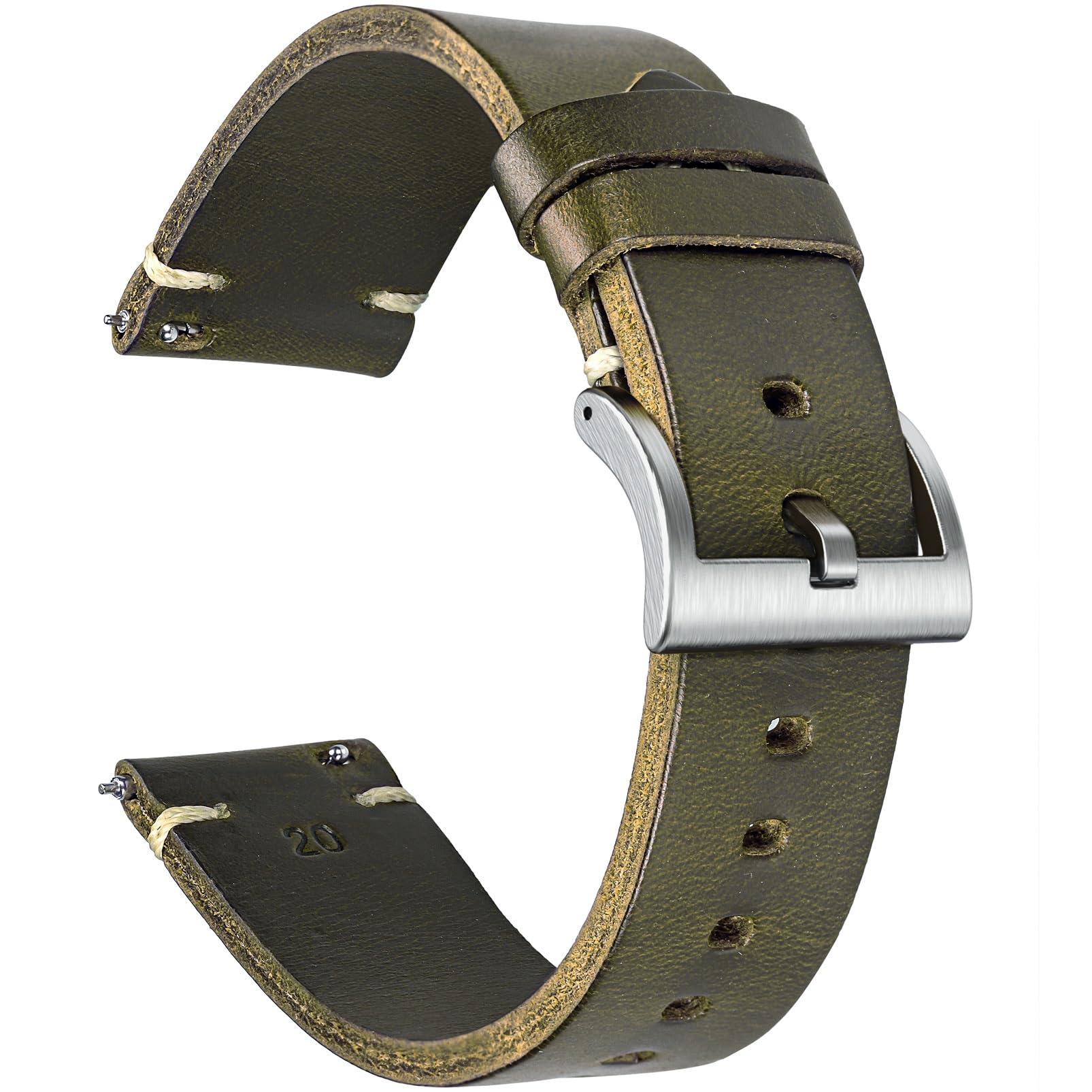 Generico luwencheng Cinturino orologio pelle vera vintage artigianale sgancio rapido, cinturino universale morbido Per uomo donna 18mm,19mm,20mm,21mm,22mm
