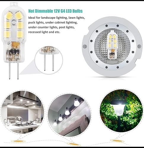 Miniatura 3 de Bombilla LED G4, repuesto de bombilla halógena de 12 V bi pin 20 W, no regulable, luz blanca diurna 6000 K, paquete de 5
