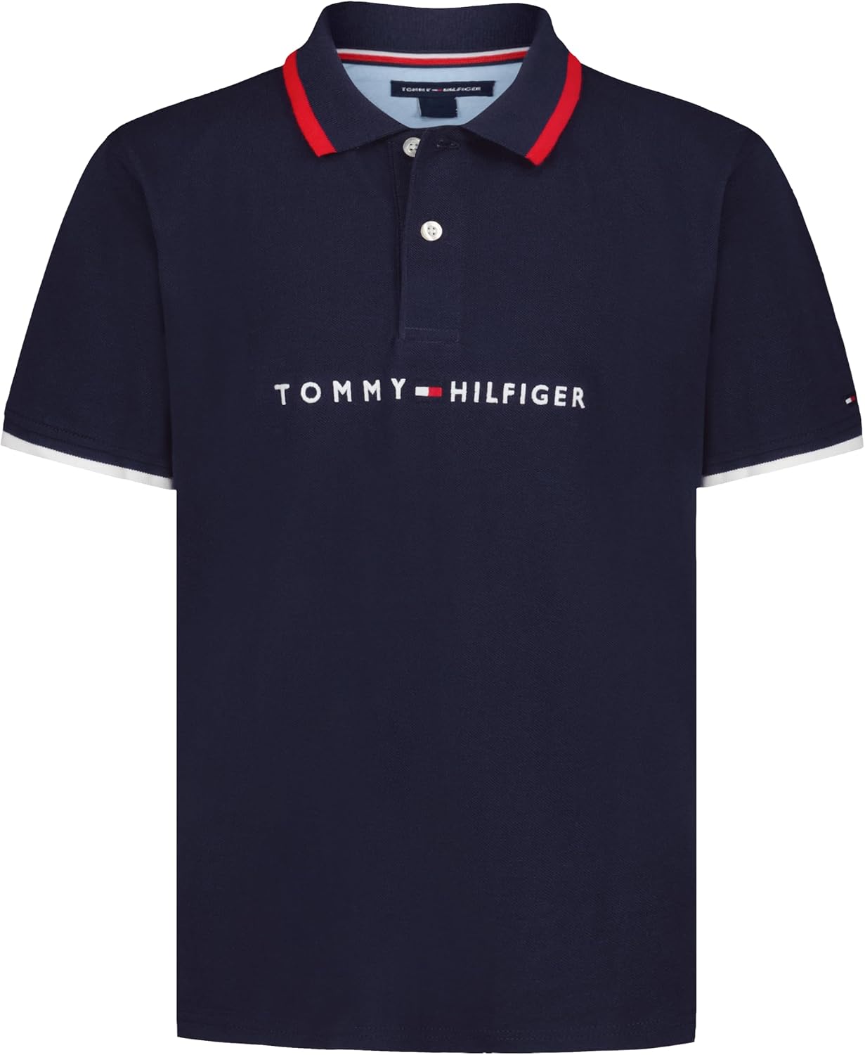 Tommy Hilfiger Boys' Short Sleeve Premium Pique Polo Shirt, Button Closure, Soft & Comfortable