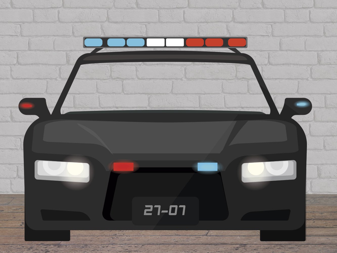 Photocall Coche Policia Frontal Eventos o Celebraciones puntuales | Medidas 1,50 m x 1,04 m | Ventanas Troqueladas | Photocall Divertido | Atrezzos