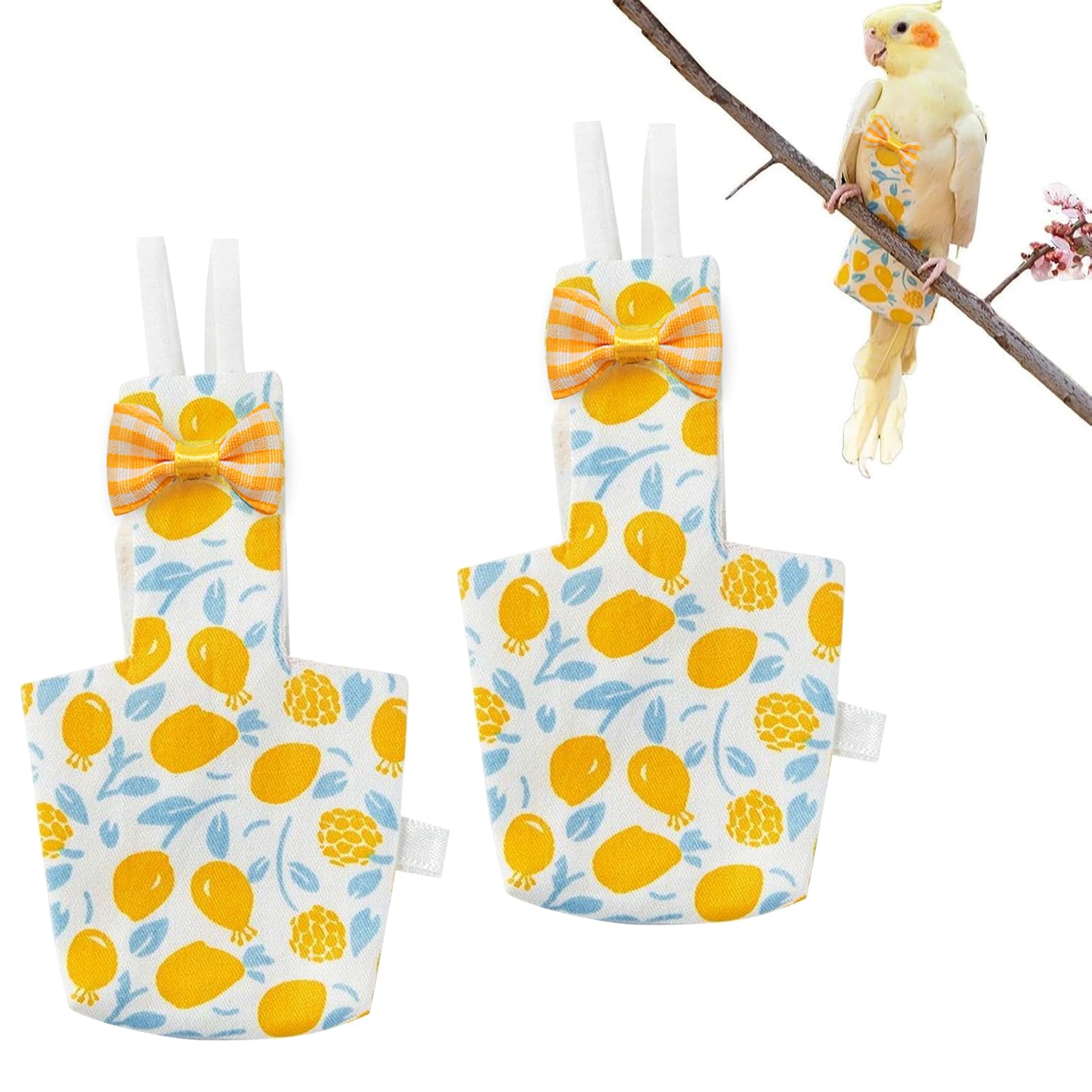 CoolShef 2Pcs Parrot Diaper | Cute Reusable Washable Bird Diaper for Parrot | Adjustable Straps Flight Suit for Budgie, Conure, Parakeet (5.9 x 12cm)