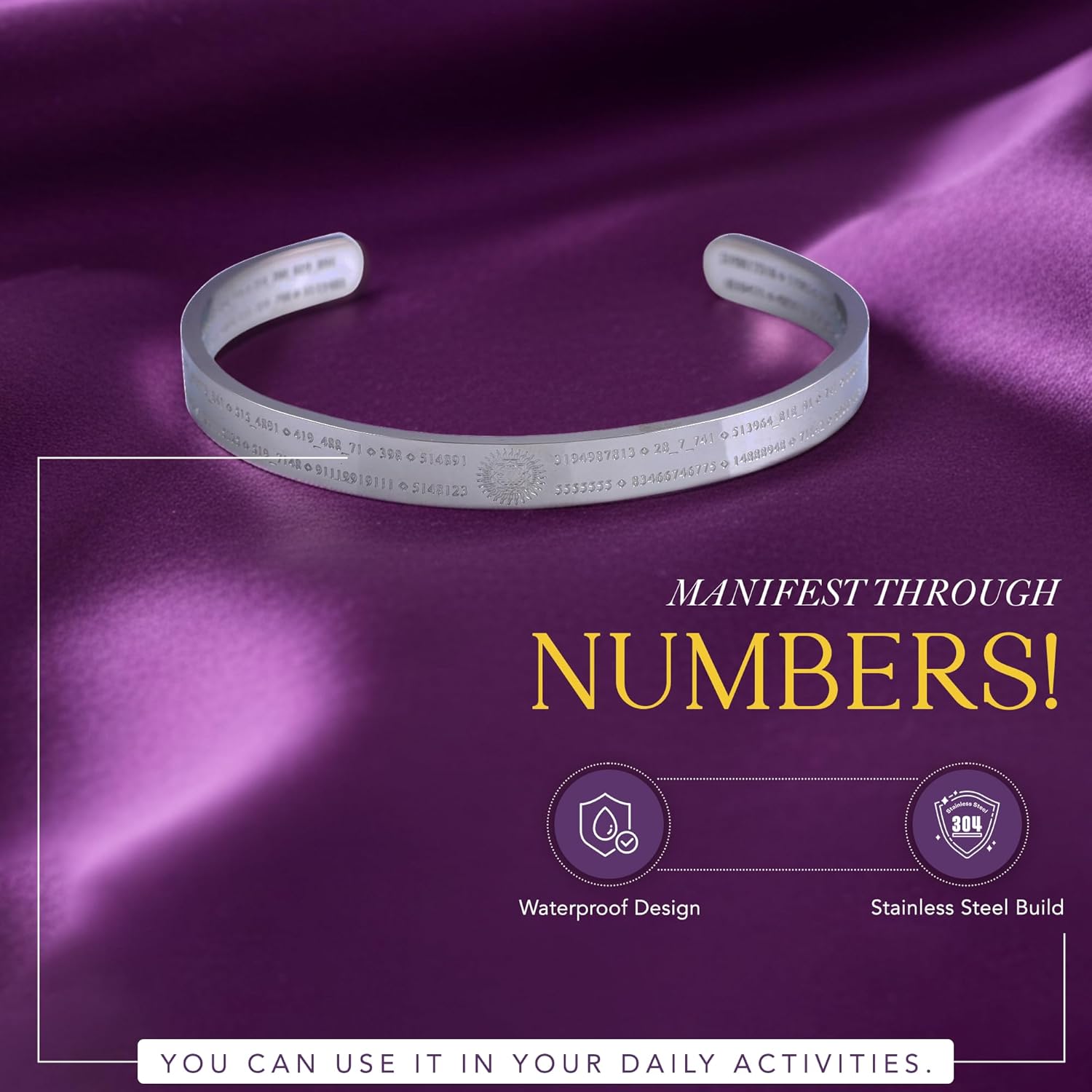 SANA Numerana Life Activating Bracelet, Grabovoi Numbers for Abundance, Healing, Harmony and Spiritual Power and Energy - Image 3