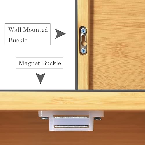 Miniatura 7 de HYNAWIN Botiquín de pared para baño, organizador de almacenamiento de bambú flotante sobre el inodoro con estante ajustable, ahorro de espacio para