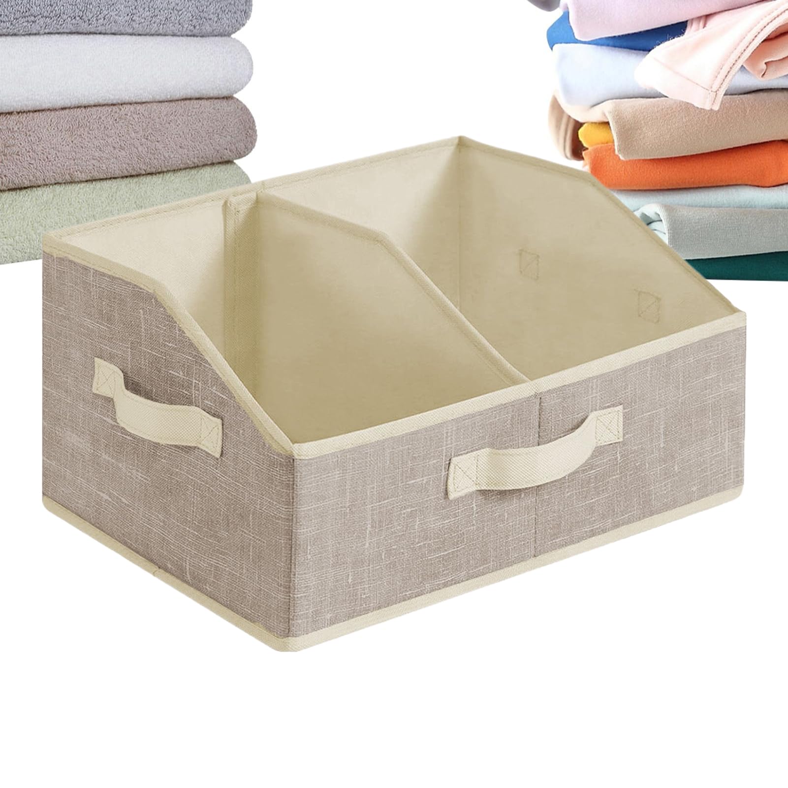 Panier de rangement pour étagères avec 3 poignées et séparateurs amovibles pour garde-robe