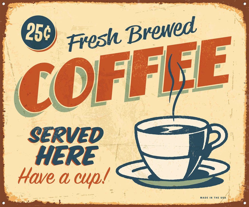 Seven Rays Coffee Served Here Pin Up (Small, Multicolour) Poster