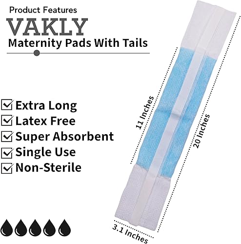 Miniatura 2 de Almohadillas de maternidad posparto con colas paquete de 24 almohadillas de incontinencia posparto grandes de 3 x 20 pulgadas de absorción máxima de