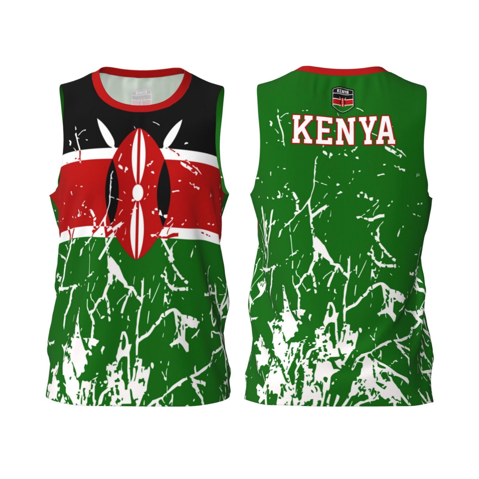 Fagiuchi Unisex Black Kenya Flag Grain Basketball Jersey Shirt Team Up Sports 3D Full Print Design Jerseys