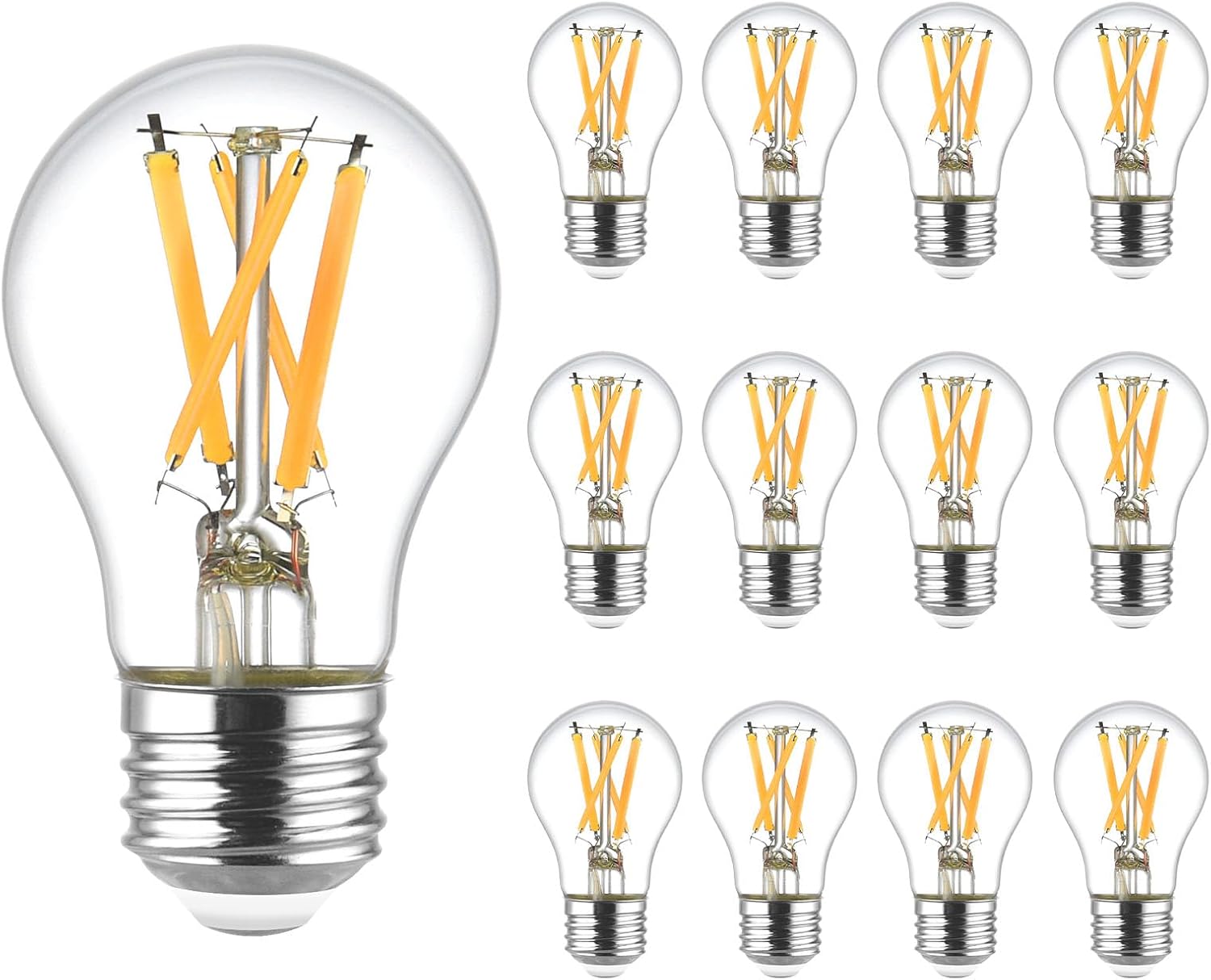 LUXRITE A15 Edison LED Bulb, 60W Equivalent, 8.5W, Dimmable, 2700K Warm White, Enclosed Fixture Rated, 750 Lumens, CRI 90, E26 Base, Clear Glass, Wet Rated, Title 20 Compliant, UL Listed (12 Pack)