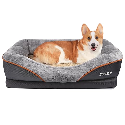 JOYELF Medium Memory Foam Dog Bed, Orthopedic Dog Bed & Sofa with Removable Washable Cover and Squeaker Toys as Gift