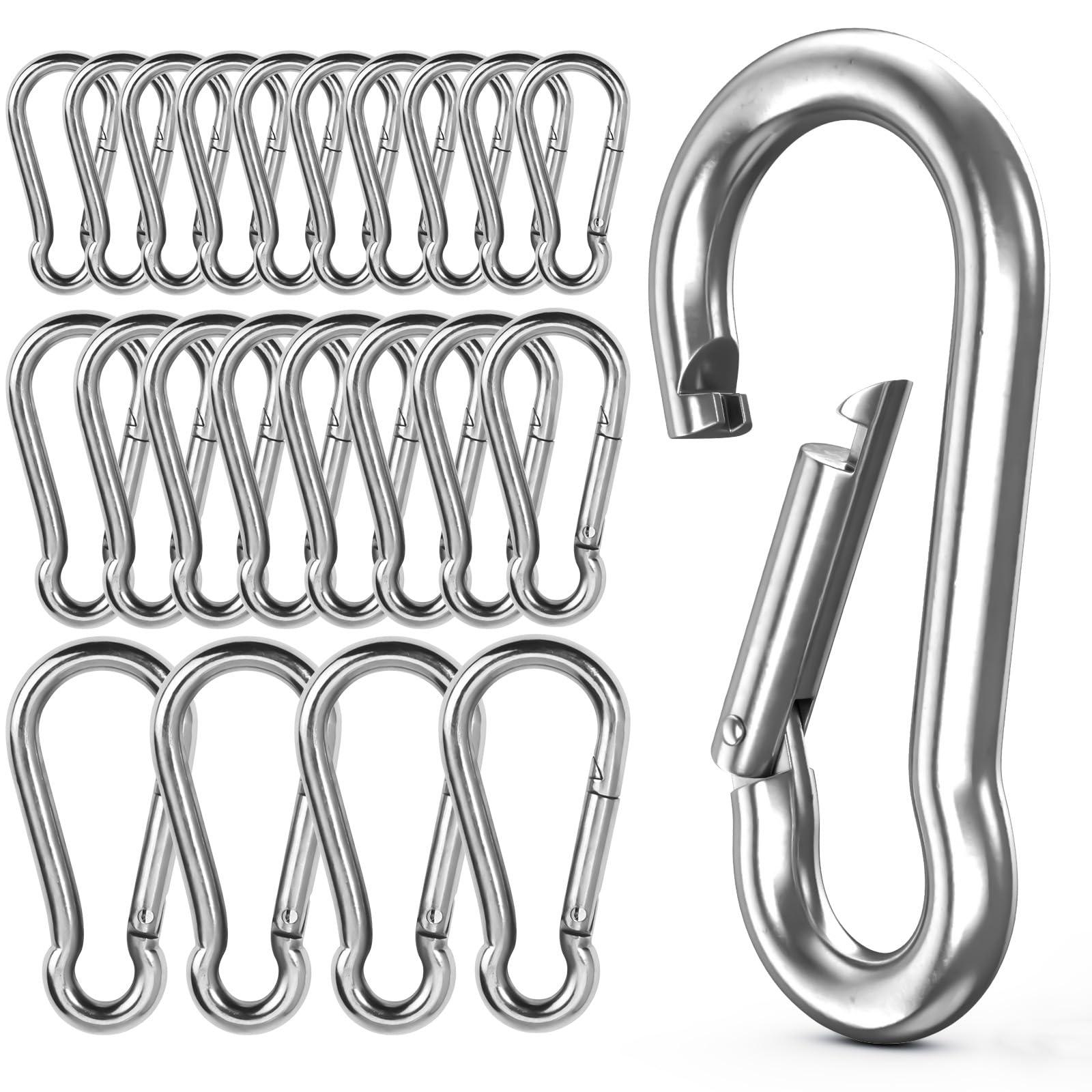 HavaCue 22 PCS Carabiner Clip, 3 Size Caribeana Clips, 4 * 40mm/5 * 50mm/6 * 60mm Carabiner Clip Heavy Duty