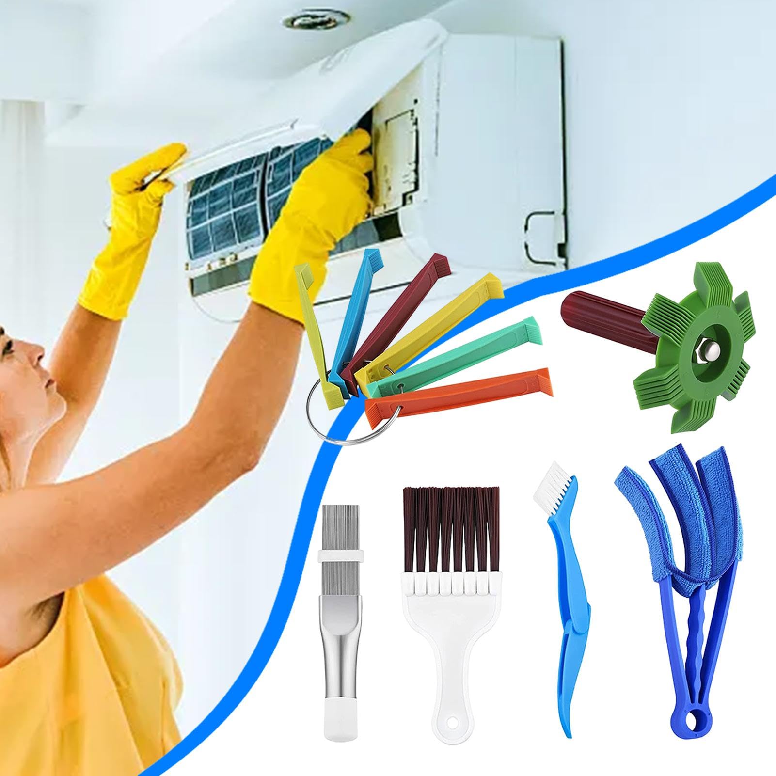 Kit di pulizia delle lamelle AC | Spazzola per la pulizia delle bobine AC, pettine dell'evaporatore AC, strumento di riparazione per termosifoni AC, piastra a condensatore