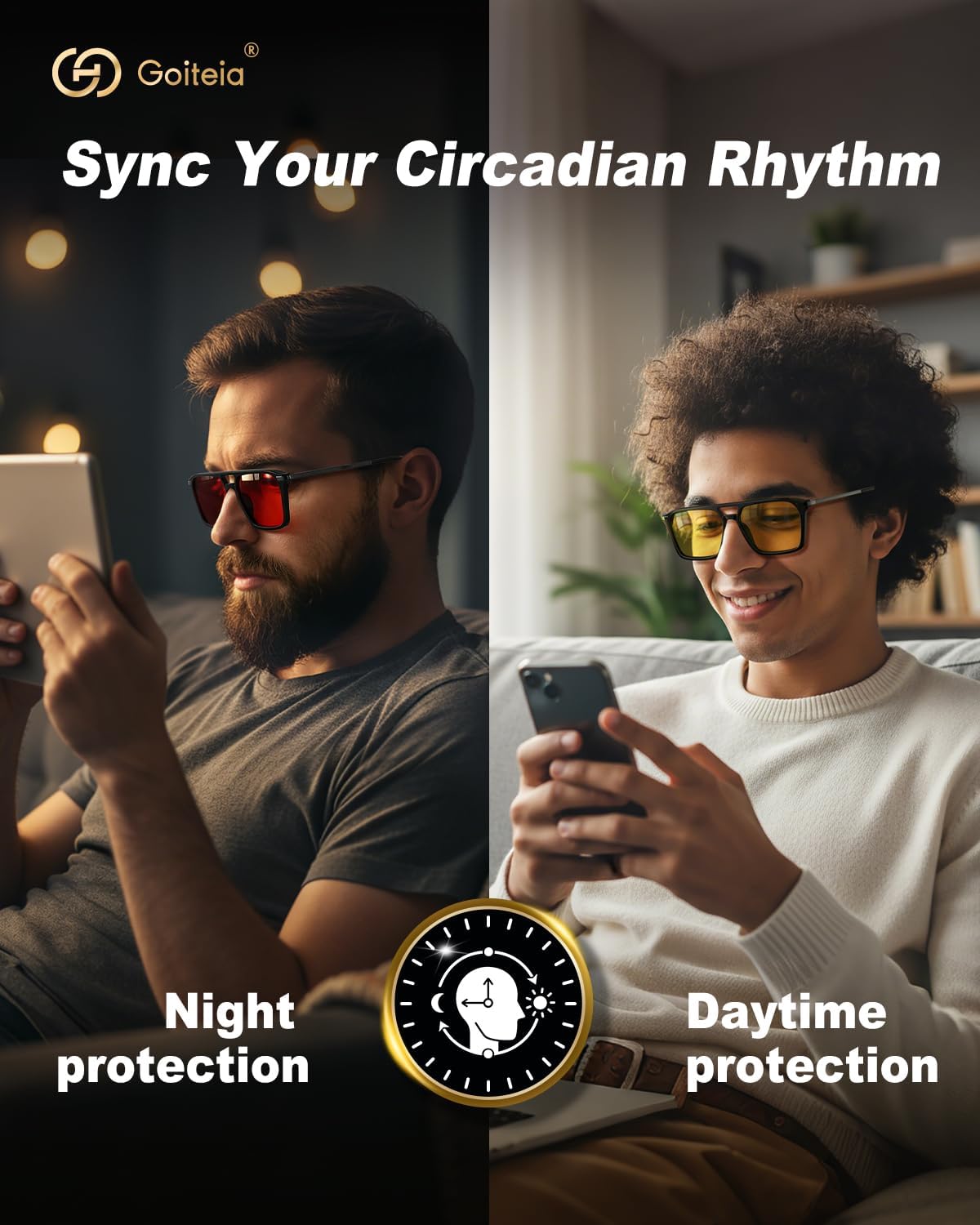 Goiteia Orange Blue Light Blocking Glasses-Retro 70s Blue Light Glasses for Men Women, Easier Sleep and Migraine Relief - Image 4