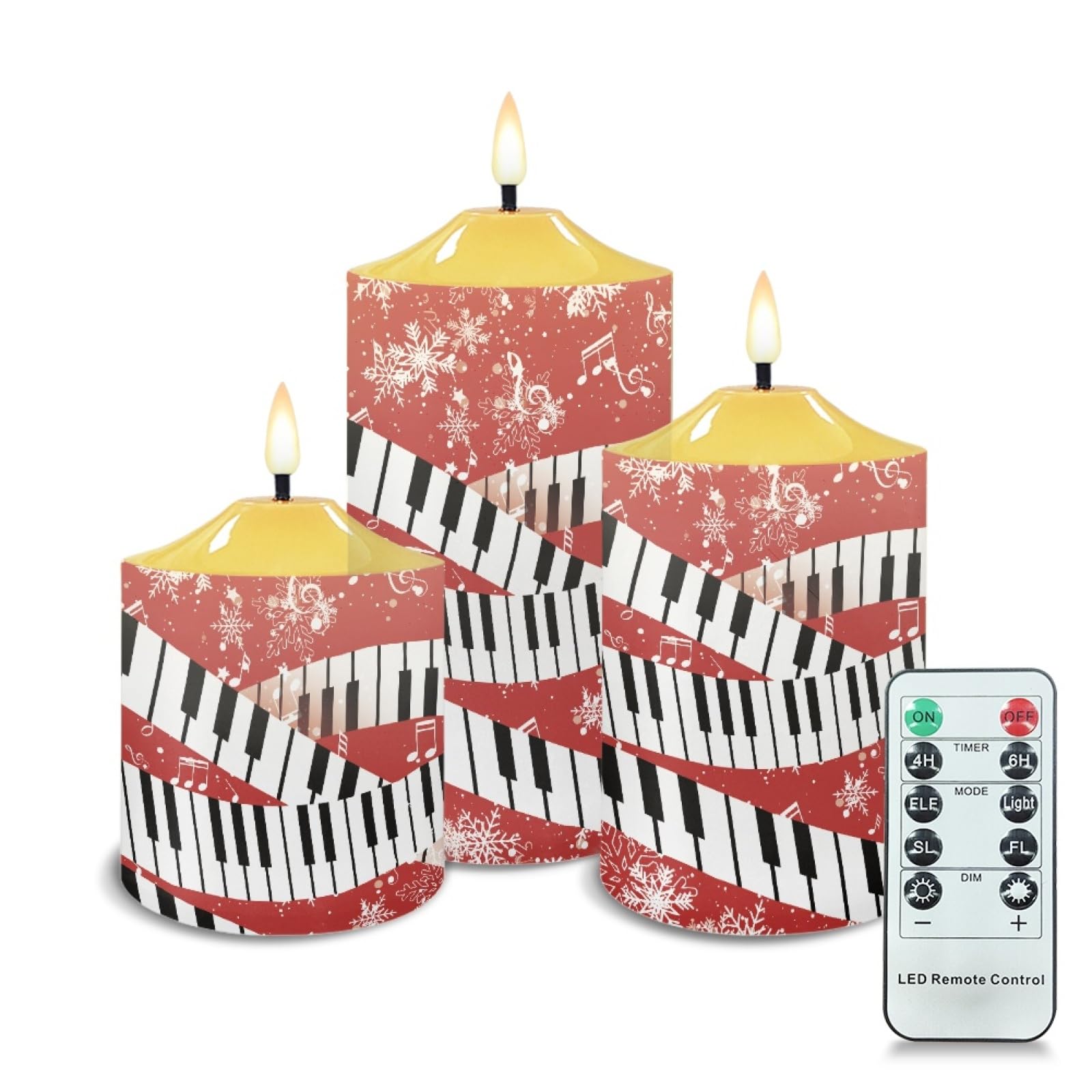 Pianoforte Musica Fiocco di Neve Stampa Led Candela con Telecomando Led Votive Tealight Candele Alla Moda Senza Fiamma Flickering Candela Home Decor