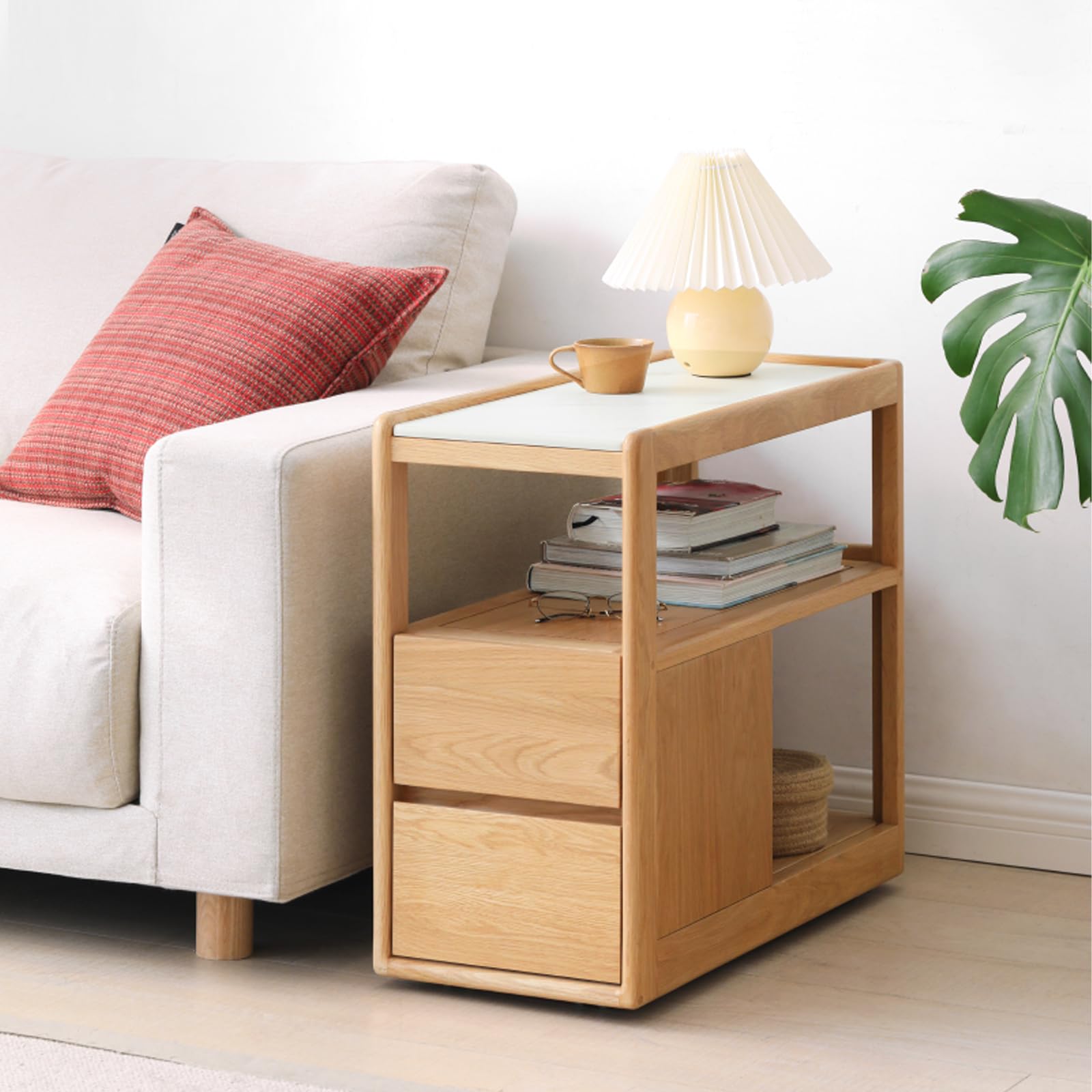 Amazon.com: Wayshome 100% Solid Wood Side Table with Wheels