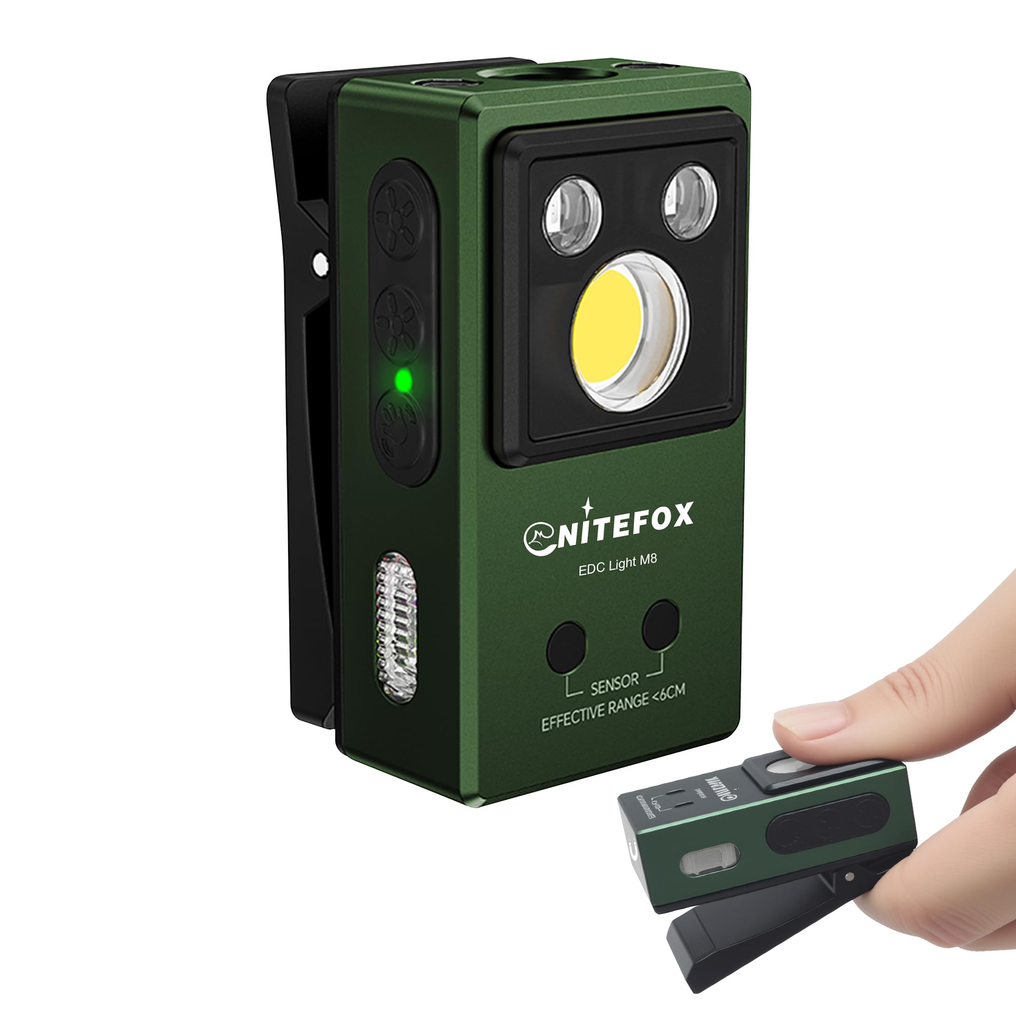 Lampe de randonnee verte M8 avec detecteur de mouvement pour ne plus s'assombrir