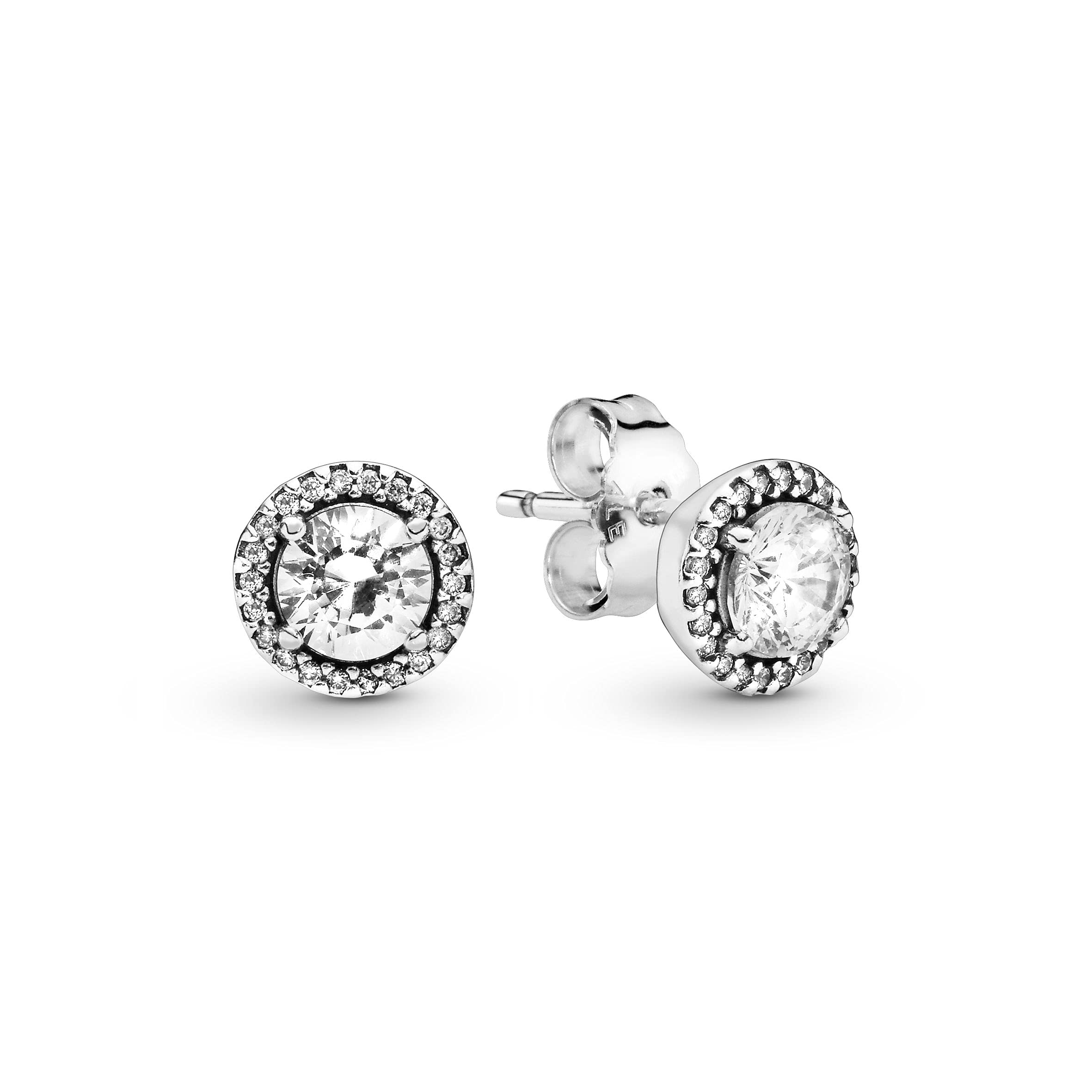 Pandora Timeless Women's Sterling Silver Round Sparkle Clear Cubic Zirconia Stud Earrings