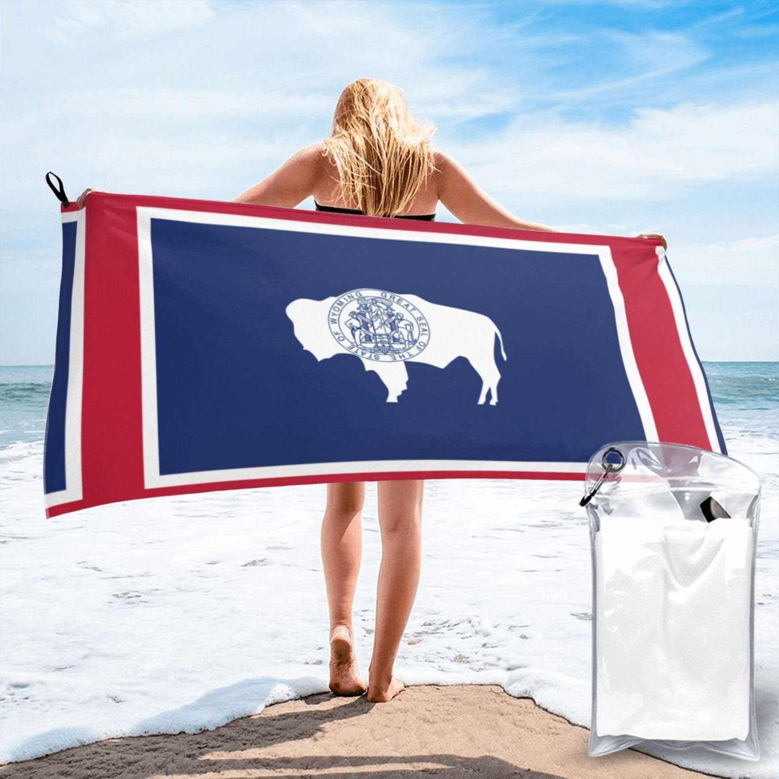 TTIGLHOH Wyoming State Flag Print Bath Towel Quick Dry Soft Large For Beach Pool Gym Camping Spa