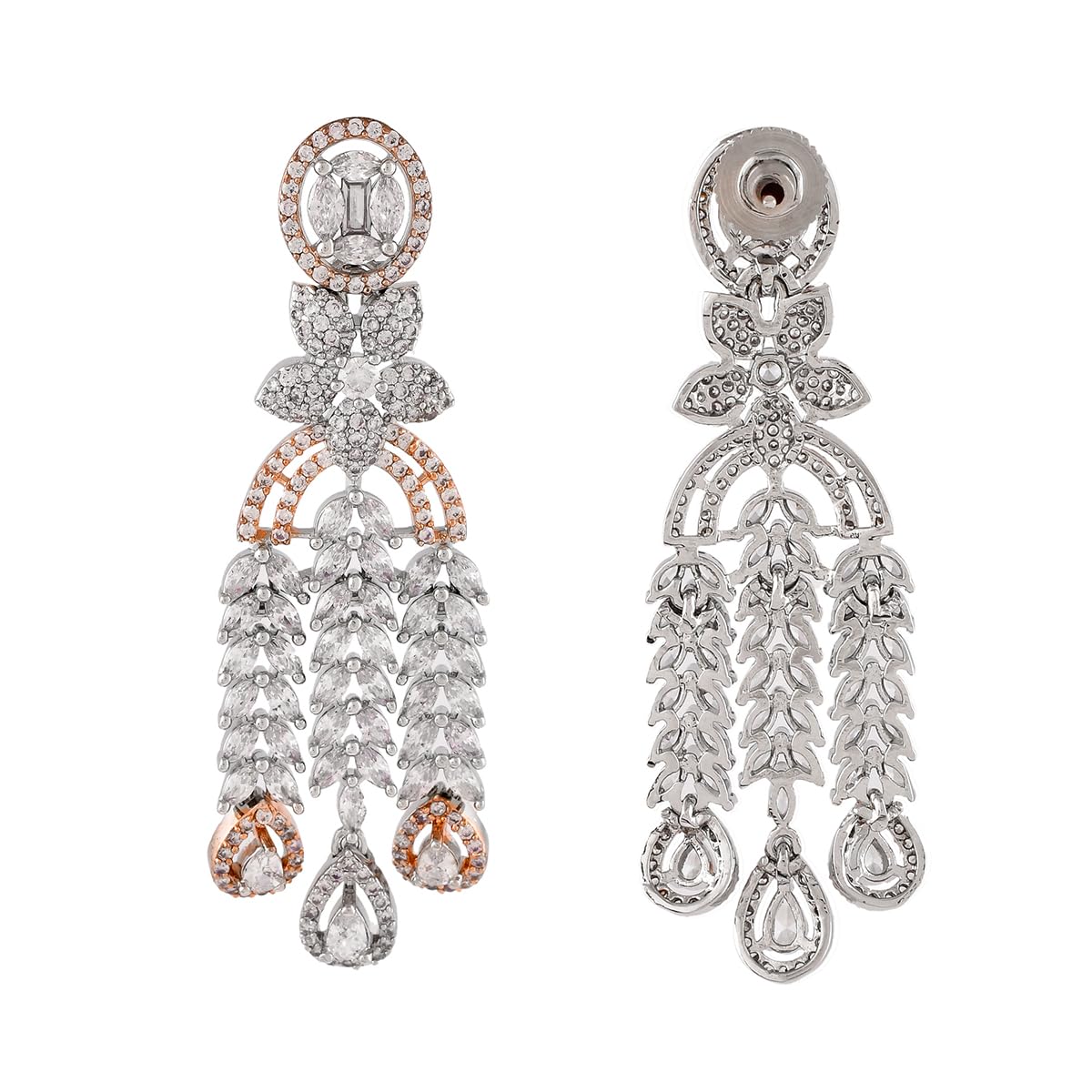 Sparkling Elegance CZ Two Tone Plated Dangler Earrings