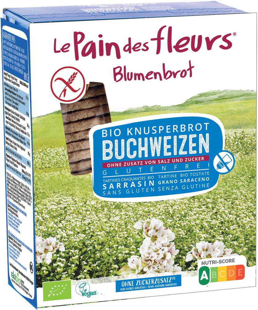 Blumenbrot Bio Knusprige Bio Buchweizen-Schnitten ohne Zusatz von Salz und Zucker (6 x 150 gr)