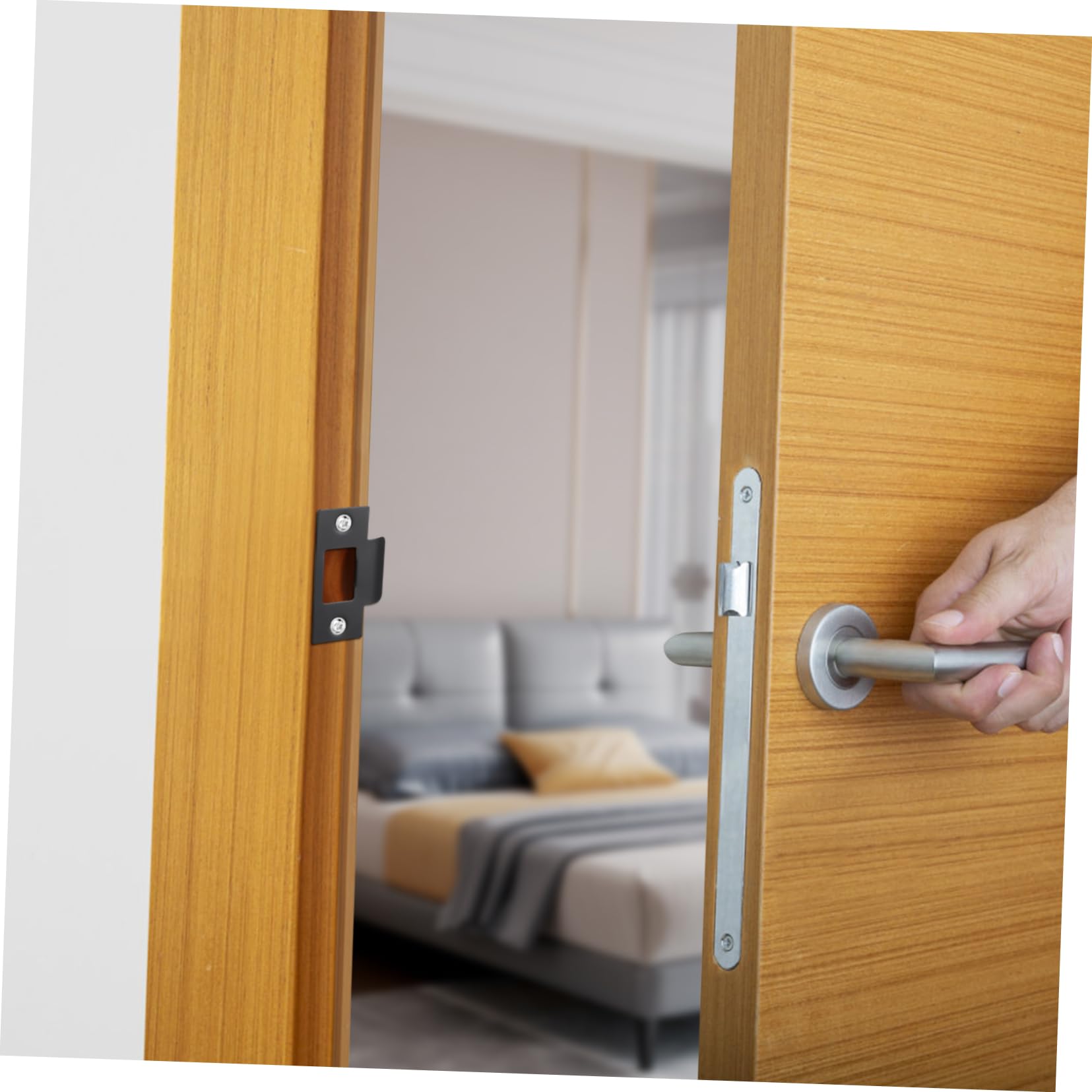 NUOBESTY 4 Ensembles Plaques De Renforcement De Porte Inoxydable Lot De Gâches De Verrouillage Pour Sécuriser Vos Portes Les Effractions 4 Pièces * 4