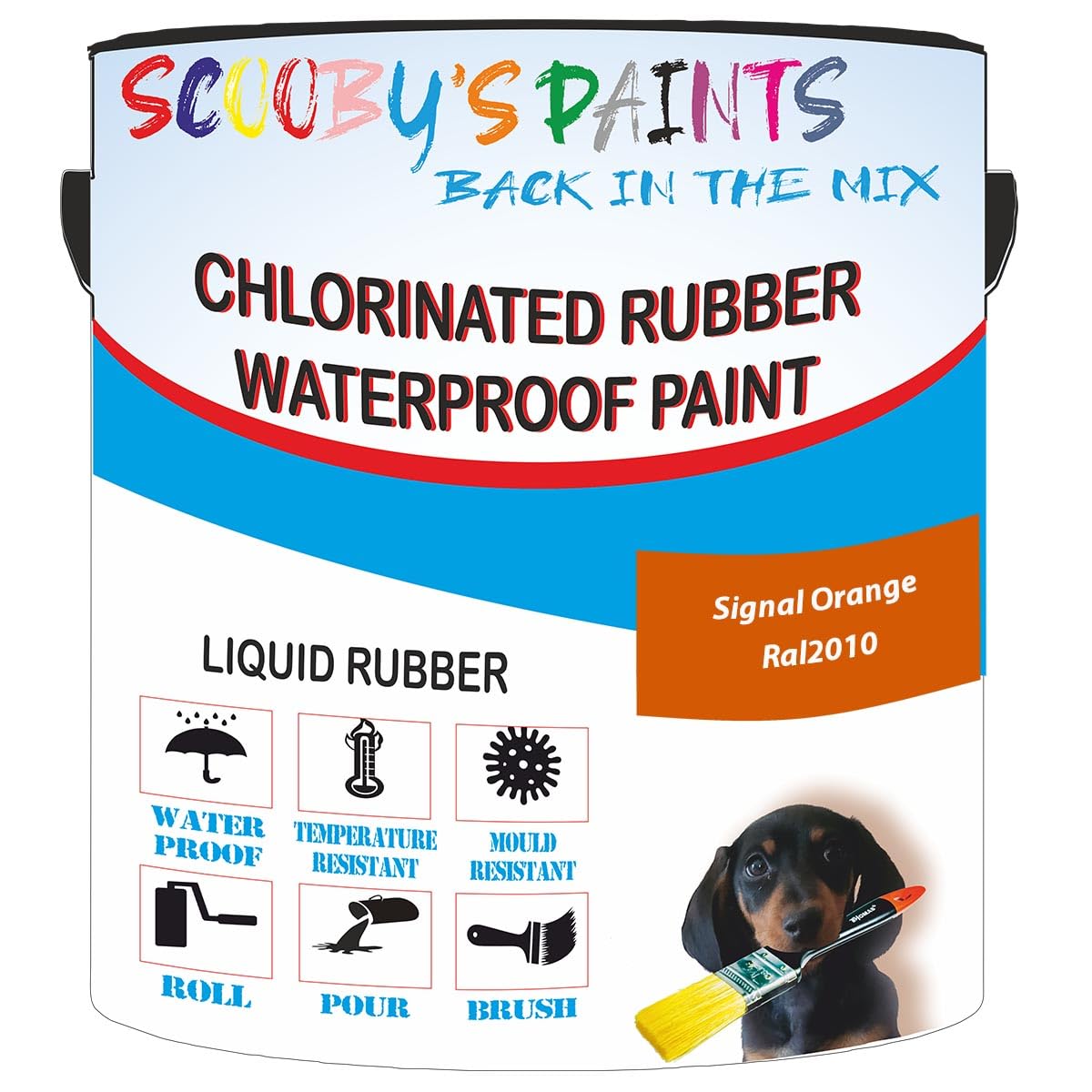 Scooby's Paints Chlorinated Rubber Waterproof Paint, Liquid Rubber (Signal Orange Ral2010, 1 Liter) โ image 1