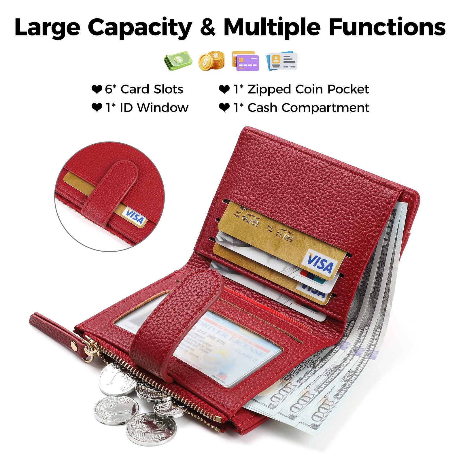 RRANCharltu Portafoglio Donna Pelle Portafoglio Donna Piccolo Portamonete Ragazza con Slot Per Schede, Rosso