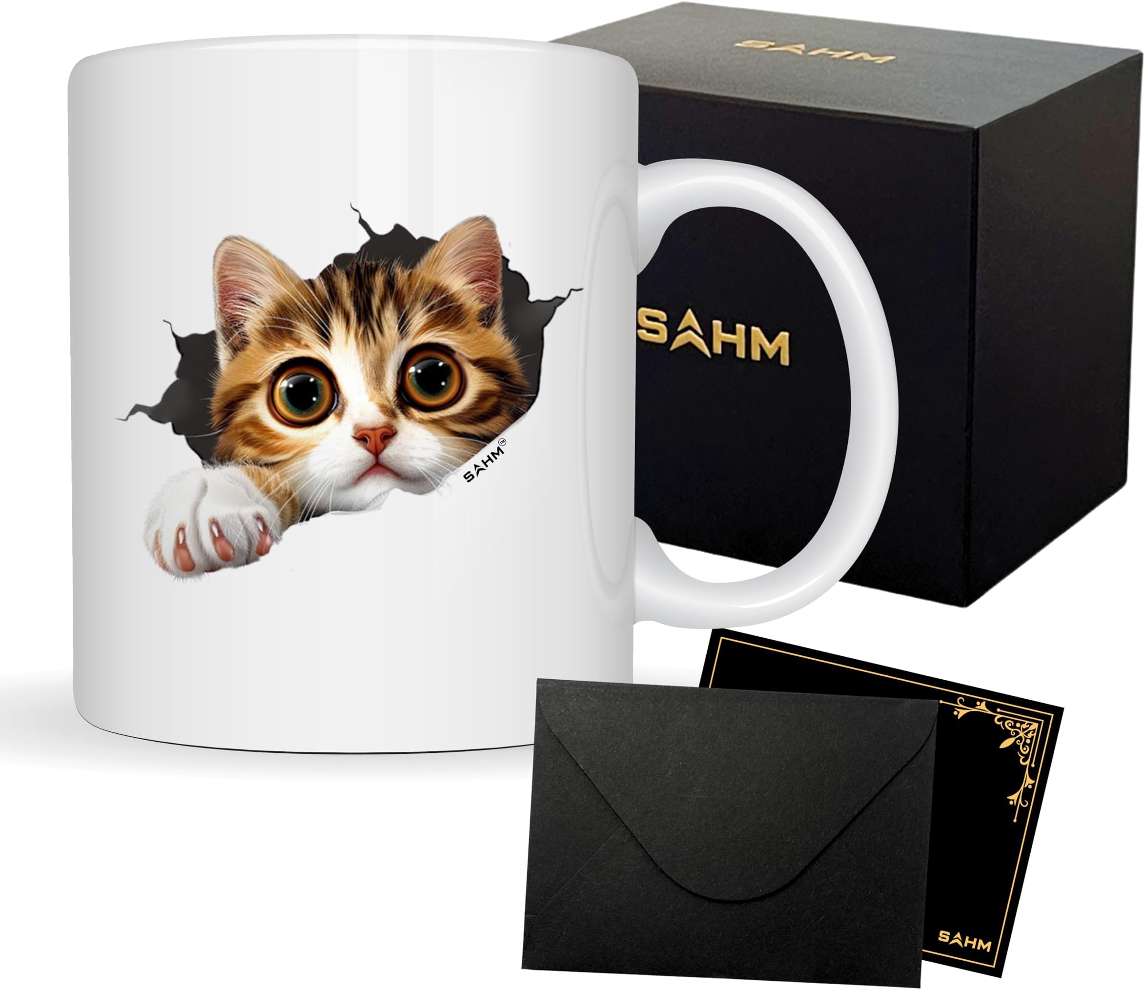 SAHM Funny Cat Ceramic Coffee Mug Comes packed in gift box including greeting card Great as gift idea or just because for all cat lovers