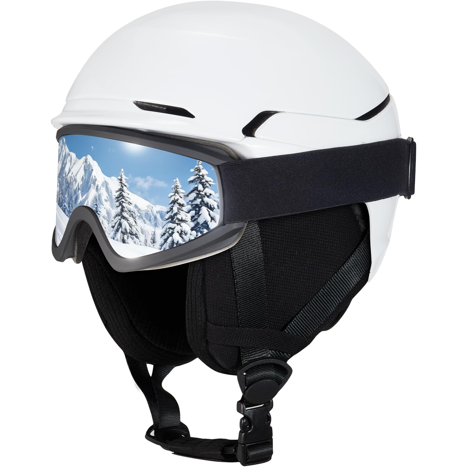 VCOROS Adult Ski Helmet with Goggles Set, Lightweight DXH-811 Snow Sport Helmet for Men and Women, Durable PC Shell, Shockproof Snowboard Helmet for