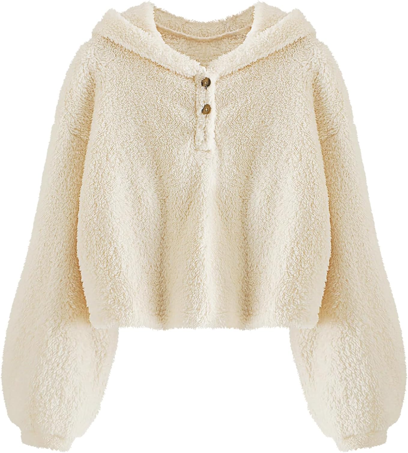 YBENLOVERKids Girl's Fuzzy Hoodies Warm Loose Button Down Pullover Sherpa Jacket Top