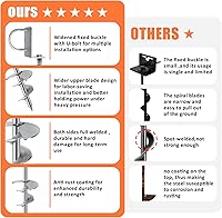 Vista 6 de Eurmax Anclajes de suelo de EE. UU., resistentes y ajustables en forma de L, estacas para trampolín, juego de columpios, casa móvil, cocheras, juego