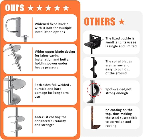 Miniatura 4 de Eurmax Anclajes de suelo de EE. UU., resistentes y ajustables en forma de L, estacas para trampolín, juego de columpios, casa móvil, cocheras, juego