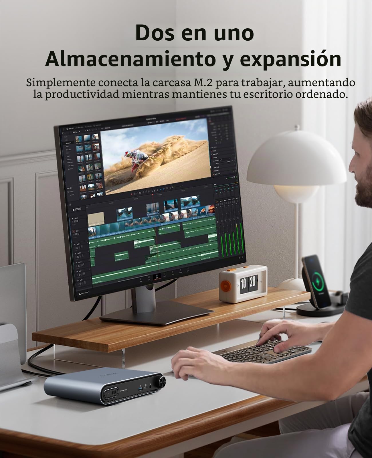 Base ORICO 10-en-1 USB-C con Carcasa SSD M.2 NVMe/SATA, USB 3.2 10Gbps, HDMI 4K@60Hz, PD 100W, RJ45, Audio 3,5mm - para MacBook Pro/Air (PTM1)